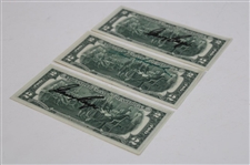 Sam Snead & Two(2) Gary Player Signed $2.00 Bills JSA ALOA
