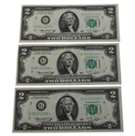 Sam Snead & Two(2) Gary Player Signed $2.00 Bills JSA ALOA