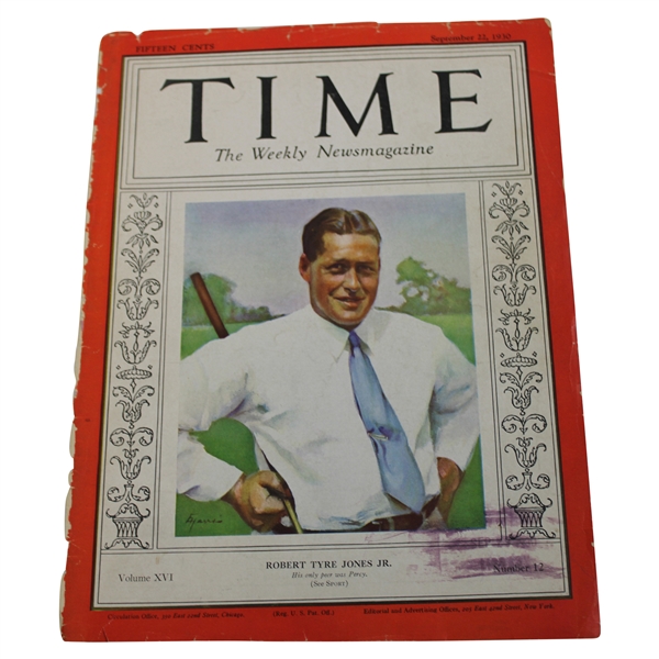 1930 Time Magazine Bobby Jones Cover Only - September