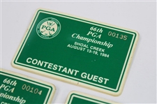 Four (4) 1984 PGA Championship at Shoal Creek Contestant & PGA Guest Badges