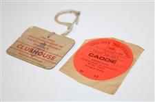 1981 The Open at Royal St. George's Clubhouse Badge w/1979 The Open Caddie Sticker No. 69