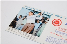 Bobby Jones 'Grantland Rice's Roll Call of Champions' Advertising Blotter
