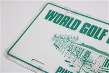 Arnold Palmer Signed PGA WGHoF Notecard w/a WGHoF License Plate PSA/DNA #AN30442
