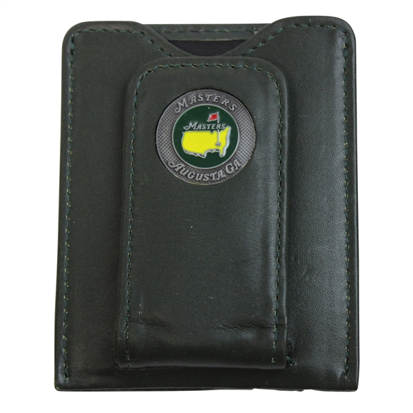 Masters Tournament Logo Dk Green Leather Money Clip/Wallet with Yellow Logo