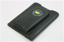 Masters Tournament Logo Dk Green Leather Money Clip/Wallet with Yellow Logo