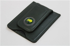 Masters Tournament Logo Dk Green Leather Money Clip/Wallet with Yellow Logo