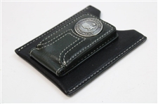 Masters Tournament Logo Dk Green Leather Money Clip/Wallet with Pewter Logo