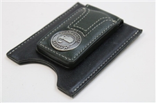 Masters Tournament Logo Dk Green Leather Money Clip/Wallet with Pewter Logo