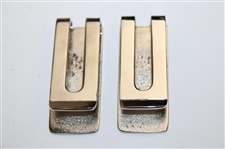 Pair of Masters Undated Silver Tone Money Clips with Green Carbon Reflection