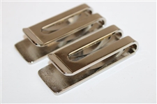 Pair of Masters Undated Silver Tone Money Clips with Green Carbon Reflection