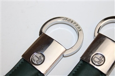 Three (3) Masters Tournament Logo Silver Tone with Green Leather Keychains