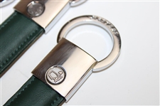Three (3) Masters Tournament Logo Silver Tone with Green Leather Keychains