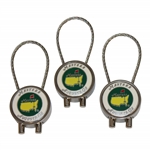 Three (3) Masters Tournament Green with Yellow Logo Silver Tone Rope Keychains