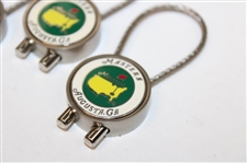 Three (3) Masters Tournament Green with Yellow Logo Silver Tone Rope Keychains
