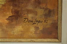Original 1982 World Golf HoF Julius Boros & JoAnne Carner Dom Lupo Painting Oil on Canvas - Framed 