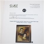 Original 1982 World Golf HoF Julius Boros & JoAnne Carner Dom Lupo Painting Oil on Canvas - Framed 