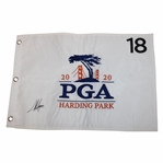 Collin Morikawa Signed 2020 PGA at Harding Park Embroidered White Flag JSA ALOA