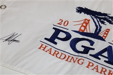 Collin Morikawa Signed 2020 PGA at Harding Park Embroidered White Flag JSA ALOA