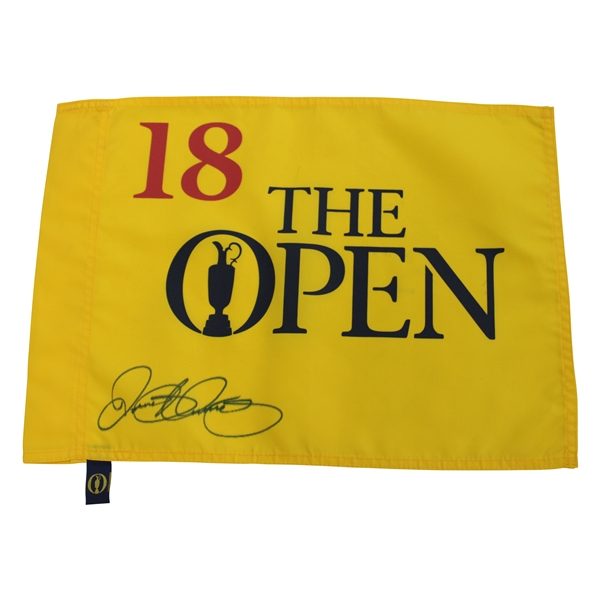 Rory McIlroy Signed Undated The Open 18 Championship Yellow Screen Flag JSA ALOA