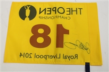 Rory McIlroy Signed 2014 The Open at Royal Liverpool Yellow Screen Flag JSA ALOA