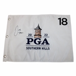 Justin Thomas Signed 2022 PGA at Southern Hills Embroidered White Flag JSA ALOA