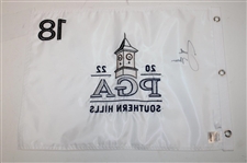 Justin Thomas Signed 2022 PGA at Southern Hills Embroidered White Flag JSA ALOA