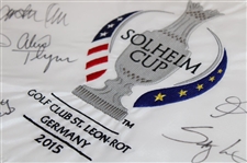 US Team Signed 2015 Solheim Cup at Golf Club St. Lon-Rot Germany Embroidered Flag JSA ALOA