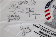 US Team Signed 2015 Solheim Cup at Golf Club St. Lon-Rot Germany Embroidered Flag JSA ALOA