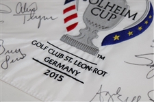 US Team Signed 2015 Solheim Cup at Golf Club St. Lon-Rot Germany Embroidered Flag JSA ALOA