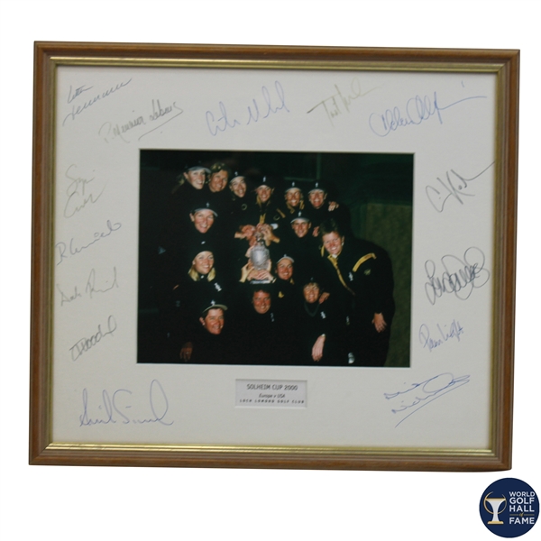 US Team Signed 2000 Solheim Cup at Loch Lomond Matting of Photo - Framed JSA ALOA