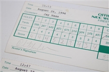 Mickelson, Irwin, Stadler & Three Others Signed 1994 NEC World Series of Golf Used Scorecards