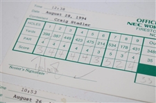 Mickelson, Irwin, Stadler & Three Others Signed 1994 NEC World Series of Golf Used Scorecards