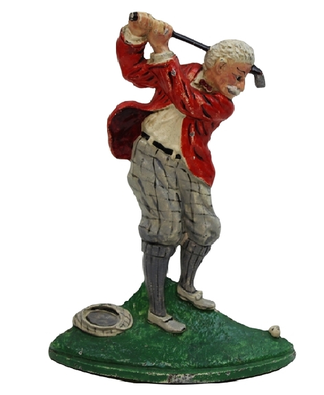 Pre-Swing Golfer Cast Iron Door Stop