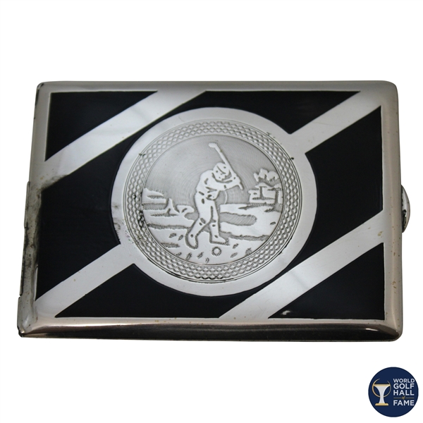Vintage Sterling Silver Cigarette Case with Pre-Swing Left Hand Golfer - WGHoF Collection