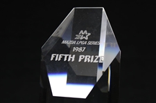 1987 Mazda LPGA Series Fifth Prize Glass Trophy - WGHoF Collection