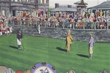 Currier & Ives (Original) Color Lithograph – Wood Framed, Single Matted, Fortune Magazine Print, Bobby Jones Winning The 1927 British Open