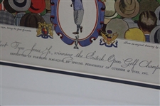 Currier & Ives (Original) Color Lithograph – Wood Framed, Single Matted, Fortune Magazine Print, Bobby Jones Winning The 1927 British Open