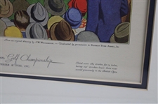 Currier & Ives (Original) Color Lithograph – Wood Framed, Single Matted, Fortune Magazine Print, Bobby Jones Winning The 1927 British Open