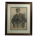 1900s Framed Matted Photo Engraving Of Old Tom Morris