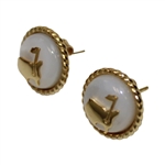 Masters Tournament Mother of Pearl Stud Map Earrings in Box