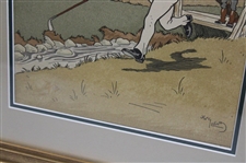1910 Gentleman Golfer Fishing His Ball From A Stream As His Caddie Looks On Print by Harry Eliott