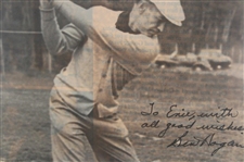 Ben Hogan Signed B&W Photo At The Top Of His Swing JSA ALOA