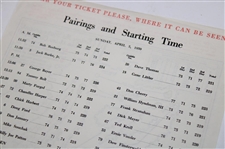 1959 Masters Sunday Pairing Sheet - Jack Nicklaus Masters Tournament Debut