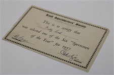 Rand Sportswriters Society Certificate To Bobby Locke