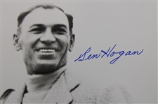 Ben Hogan Signed B&W Photo of Ben Hogan Holding The Claret Jug