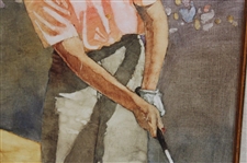 Original Painting of Babe Zaharias by Bart Forbes Used for 1992 Mueller Golf's Greatest Card - Framed