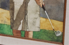 Original Painting of Babe Zaharias by Bart Forbes Used for 1992 Mueller Golf's Greatest Card - Framed