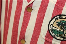 Vtg Bing Crosby National Pro-Am Red & White Striped Pendleton Wool Shirt w/Salver