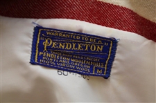 Vtg Bing Crosby National Pro-Am Red & White Striped Pendleton Wool Shirt w/Salver