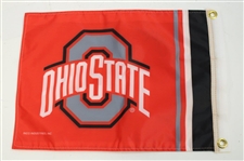 Jack Nicklaus Signed Ohio State University Red Screen Flag JSA ALOA